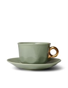 ESSENZA Sculpture Stone green Kaffeetasse & Untertasse 22 cl